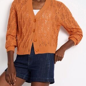 RD Style Women's Lace Knit Orange Cardigan